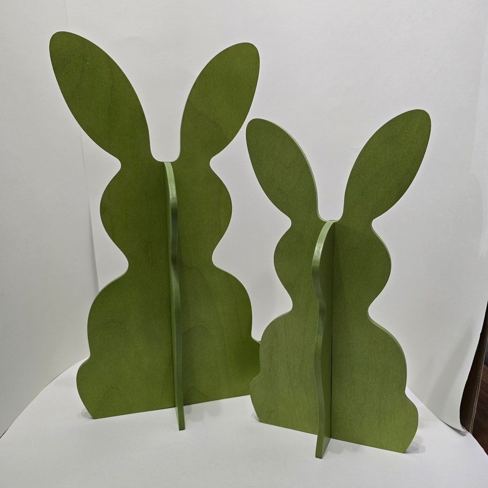 Longaberger Woodcrafts Bunny Silhouettes Set of 2 Green Wood Easter Decor USA